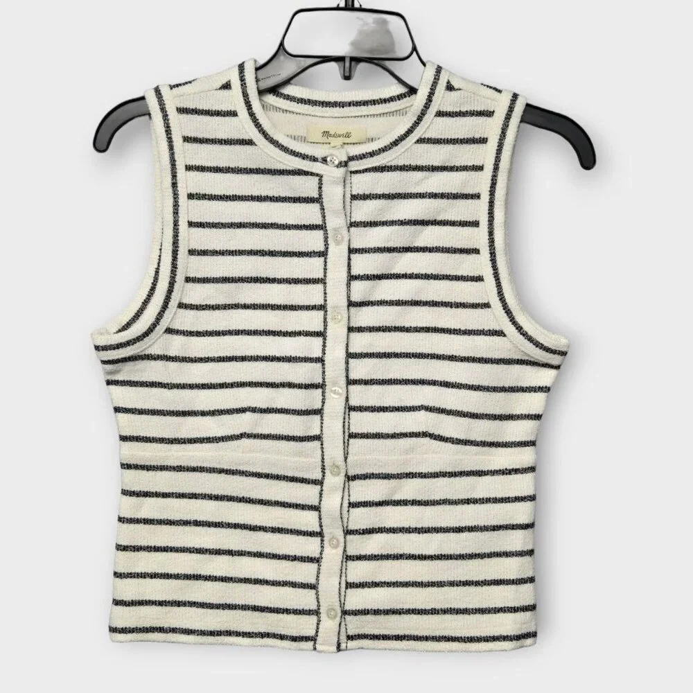 MADEWELL Split-Crewneck Cardigan Tank Top in Lighthouse NWT - Picture 3 of 8